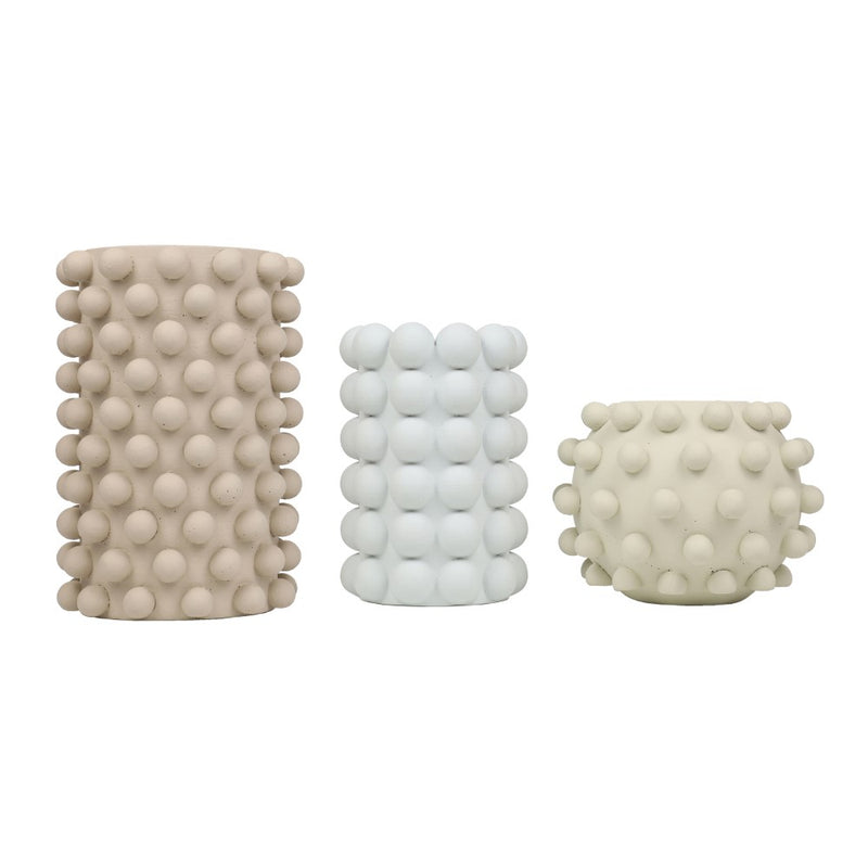 Maren Modern Minimalist Handmade Concrete Bubble Cylinder and Round Planter Set