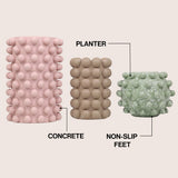 Maren Modern Minimalist Handmade Concrete Bubble Cylinder and Round Planter Set