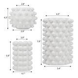 Maren Modern Minimalist Handmade Concrete Bubble Cylinder and Round Planter Set