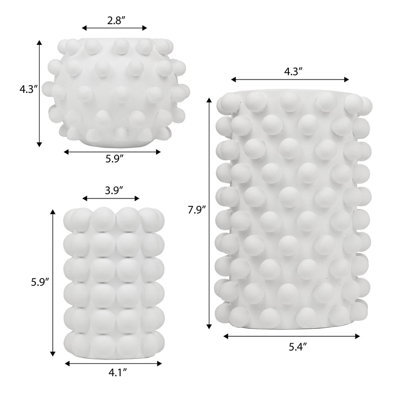 Maren Modern Minimalist Handmade Concrete Bubble Cylinder and Round Planter Set