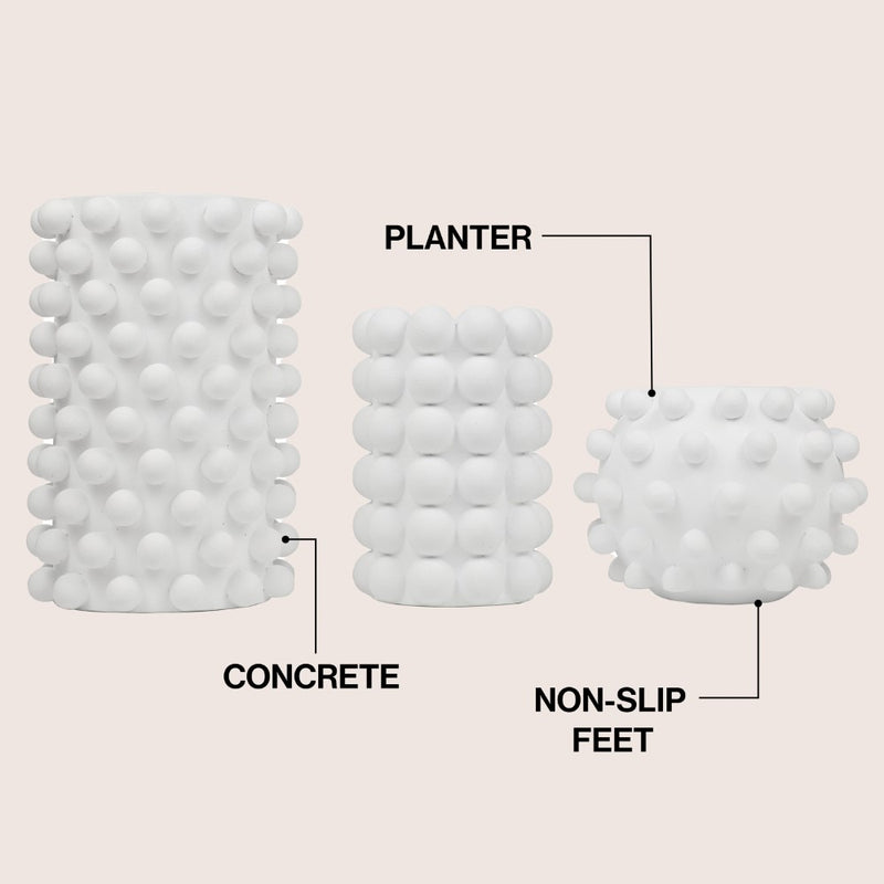 Maren Modern Minimalist Handmade Concrete Bubble Cylinder and Round Planter Set