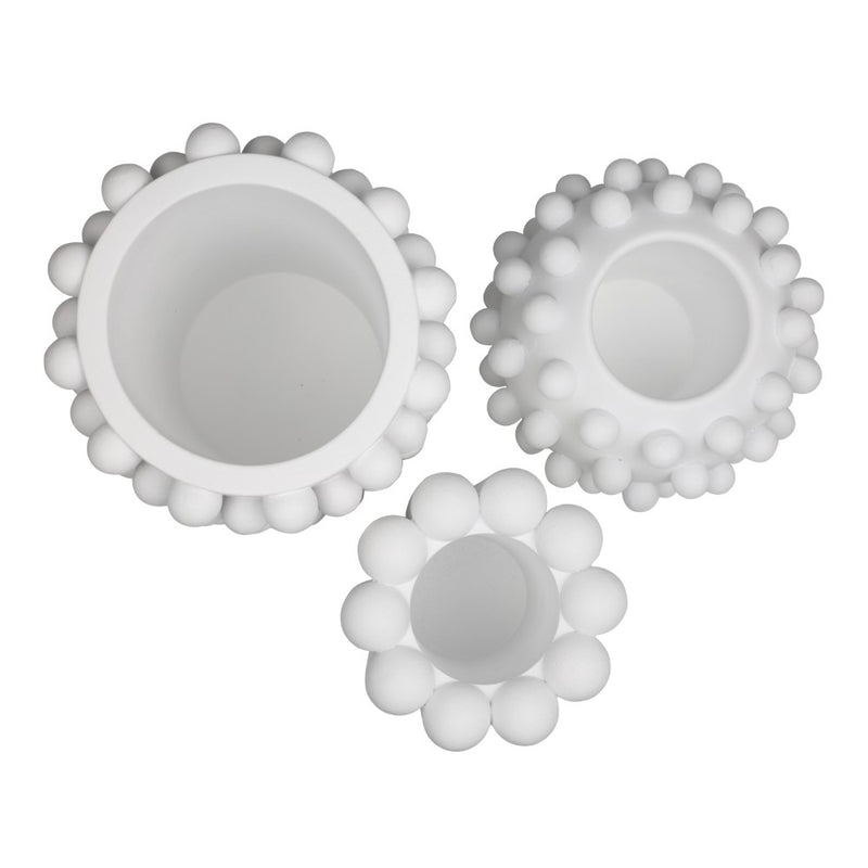 Maren Modern Minimalist Handmade Concrete Bubble Cylinder and Round Planter Set
