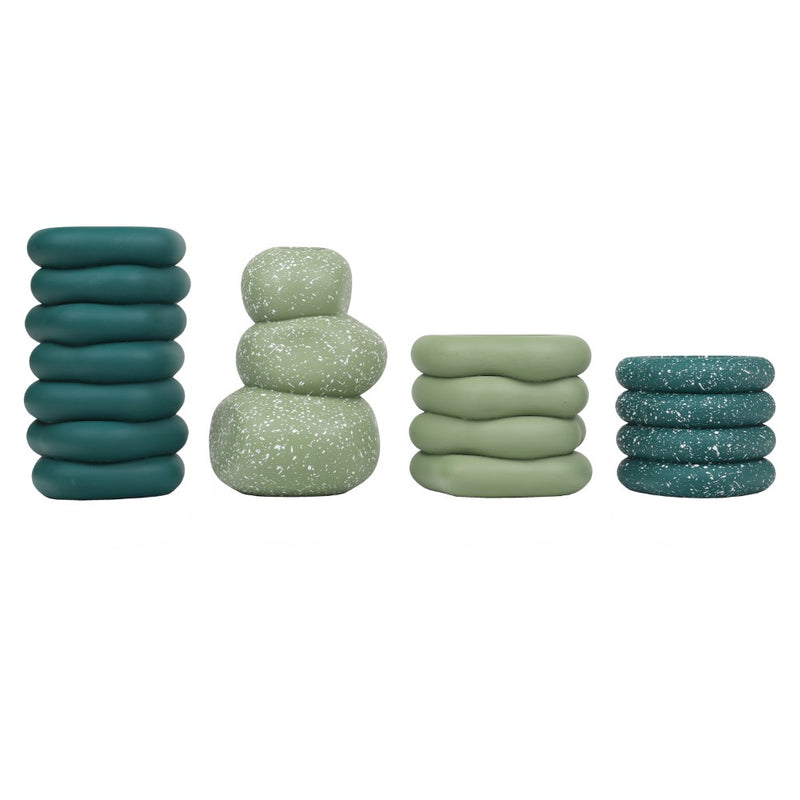 Hollis Modern Minimalist Handmade Concrete Stacked Ring Planter Set with Drainage Holes