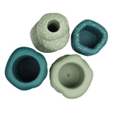 Hollis Modern Minimalist Handmade Concrete Stacked Ring Planter Set with Drainage Holes