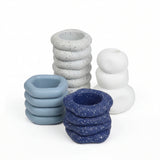 Hollis Modern Minimalist Handmade Concrete Stacked Ring Planter Set with Drainage Holes