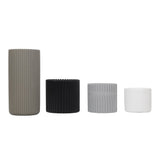 Noa Modern Minimalist Handmade Concrete Fluted Cylinder Planter Set