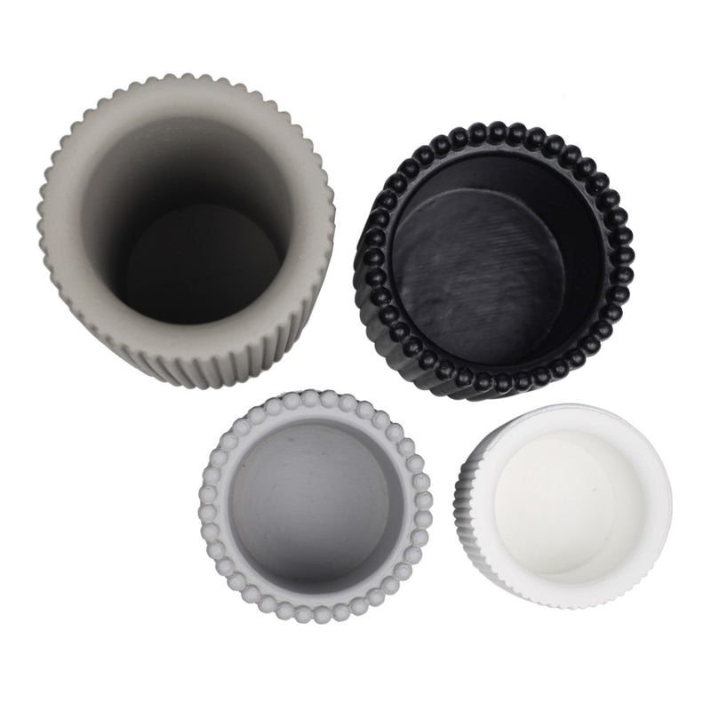 Noa Modern Minimalist Handmade Concrete Fluted Cylinder Planter Set