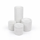 Noa Modern Minimalist Handmade Concrete Fluted Cylinder Planter Set
