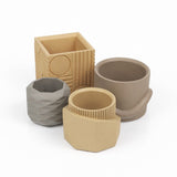 Romy Modern Minimalist Handmade Concrete Geometric Planter Set with Drainage Holes