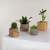 Romy Modern Minimalist Handmade Concrete Geometric Planter Set with Drainage Holes
