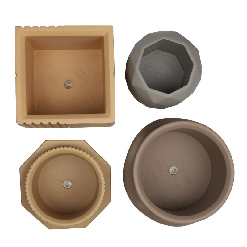 Romy Modern Minimalist Handmade Concrete Geometric Planter Set with Drainage Holes