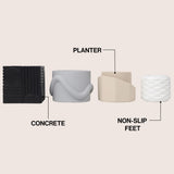 Romy Modern Minimalist Handmade Concrete Geometric Planter Set with Drainage Holes