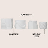 Romy Modern Minimalist Handmade Concrete Geometric Planter Set with Drainage Holes