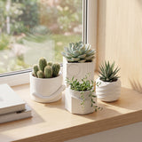 Romy Modern Minimalist Handmade Concrete Geometric Planter Set with Drainage Holes