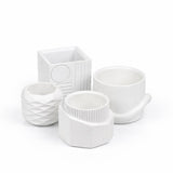 Romy Modern Minimalist Handmade Concrete Geometric Planter Set with Drainage Holes