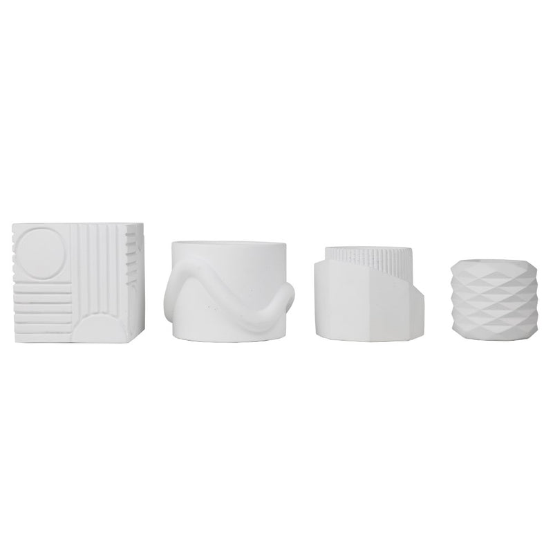 Romy Modern Minimalist Handmade Concrete Geometric Planter Set with Drainage Holes