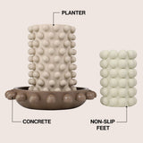 Petra Modern Minimalist Handmade Concrete Bubble Cylinder Vase Set with Decorative Tray