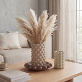 Petra Modern Minimalist Handmade Concrete Bubble Cylinder Vase Set with Decorative Tray
