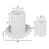 Petra Modern Minimalist Handmade Concrete Bubble Cylinder Vase Set with Decorative Tray