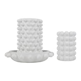 Petra Modern Minimalist Handmade Concrete Bubble Cylinder Vase Set with Decorative Tray