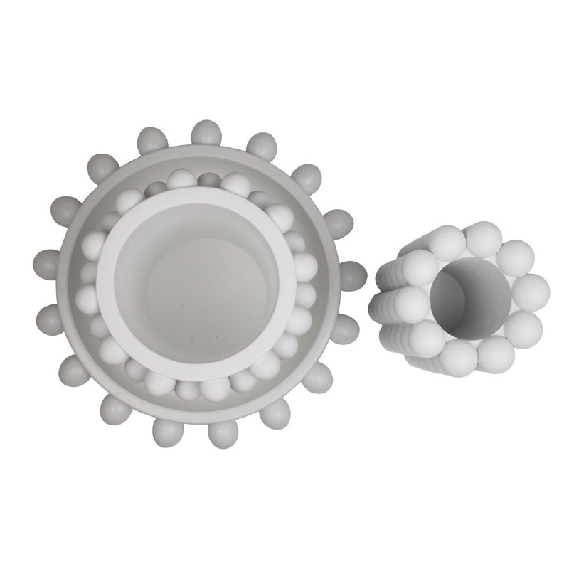 Petra Modern Minimalist Handmade Concrete Bubble Cylinder Vase Set with Decorative Tray