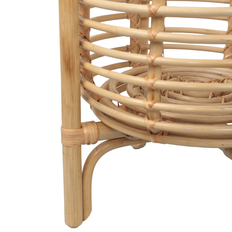 Zachariah 33.5" Bohemian Minimalist Handmade 2-Tier Rattan Indoor Planter Stand