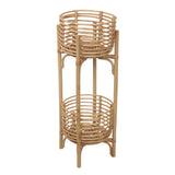 Zachariah 33.5" Bohemian Minimalist Handmade 2-Tier Rattan Indoor Planter Stand