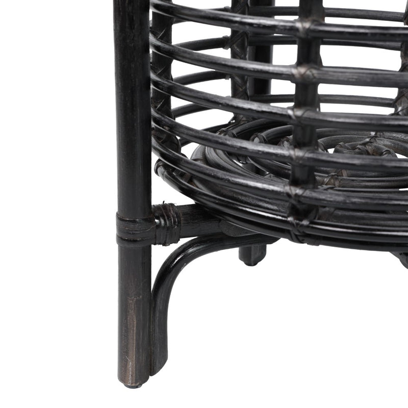 Zachariah 33.5" Bohemian Minimalist Handmade 2-Tier Rattan Indoor Planter Stand