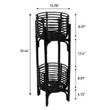 Zachariah 33.5" Bohemian Minimalist Handmade 2-Tier Rattan Indoor Planter Stand