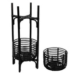 Zachariah 33.5" Bohemian Minimalist Handmade 2-Tier Rattan Indoor Planter Stand