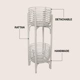 Zachariah 33.5" Bohemian Minimalist Handmade 2-Tier Rattan Indoor Planter Stand