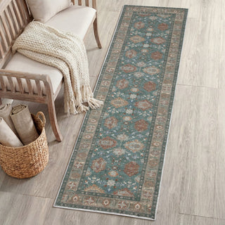 Kisara Oushak Style Distressed Border Non-slip Machine-washable Area Rug