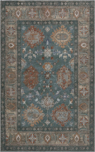 Kisara Oushak Style Distressed Border Non-slip Machine-washable Area Rug