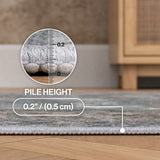 Kisara Oushak Style Distressed Border Non-slip Machine-washable Area Rug