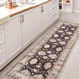 Kisara Oushak Style Distressed Border Non-slip Machine-washable Area Rug