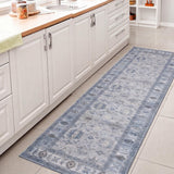 Kisara Oushak Style Distressed Border Non-slip Machine-washable Area Rug