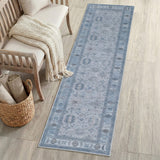 Kisara Oushak Style Distressed Border Non-slip Machine-washable Area Rug