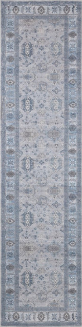 Kisara Oushak Style Distressed Border Non-slip Machine-washable Area Rug