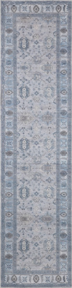 Kisara Oushak Style Distressed Border Non-slip Machine-washable Area Rug