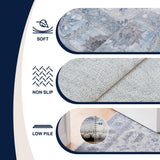 Kisara Oushak Style Distressed Border Non-slip Machine-washable Area Rug