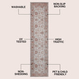 Kisara Oushak Style Distressed Border Non-slip Machine-washable Area Rug