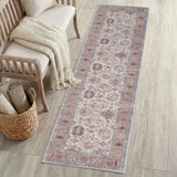 Kisara Oushak Style Distressed Border Non-slip Machine-washable Area Rug