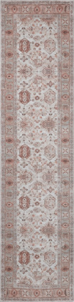 Kisara Oushak Style Distressed Border Non-slip Machine-washable Area Rug