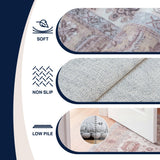 Kisara Oushak Style Distressed Border Non-slip Machine-washable Area Rug