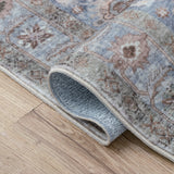 Kisara Oushak Style Distressed Border Non-slip Machine-washable Area Rug