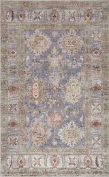 Kisara Oushak Style Distressed Border Non-slip Machine-washable Area Rug