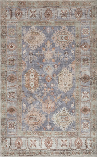 Kisara Oushak Style Distressed Border Non-slip Machine-washable Area Rug