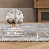 Kisara Oushak Style Distressed Border Non-slip Machine-washable Area Rug