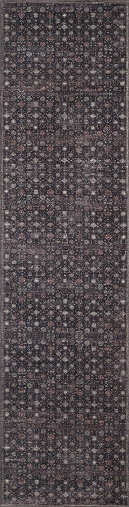 Petunia Distressed All-over Floral Border Non-slip Machine-washable Area Rug