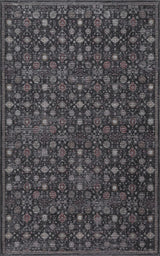 Petunia Distressed All-over Floral Border Non-slip Machine-washable Area Rug